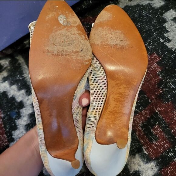 Vintage Stuart Weitzman Blythe Floral Lace Mesh Bow Pumps 9 - Picture 3 of 10